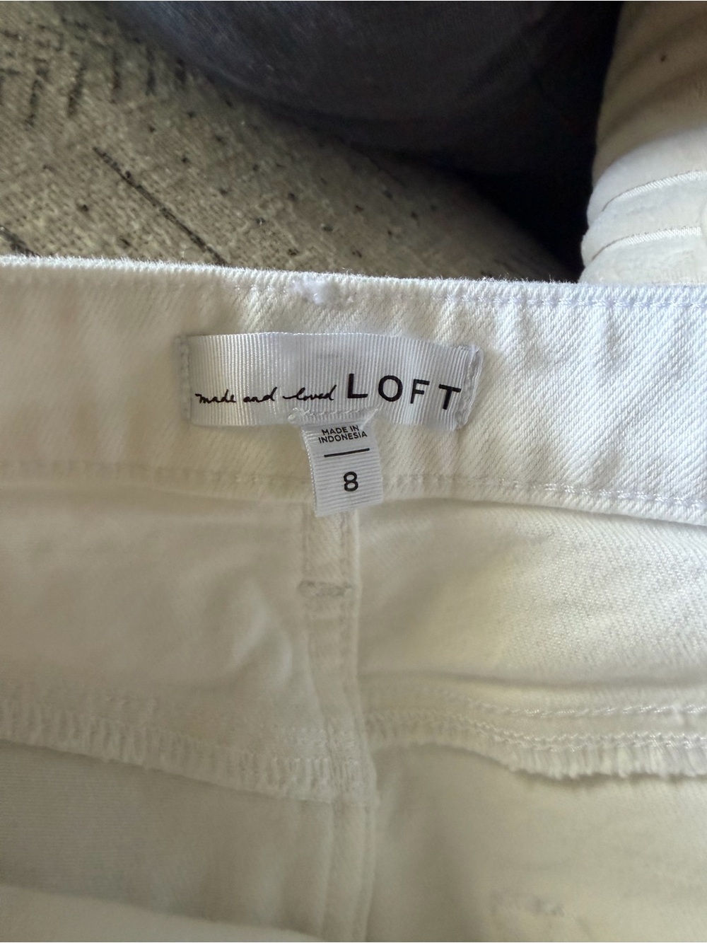 LOFT Fresh Cut Denim Jean Raw Hem Mini Skirt 8 White - Picture 6 of 9